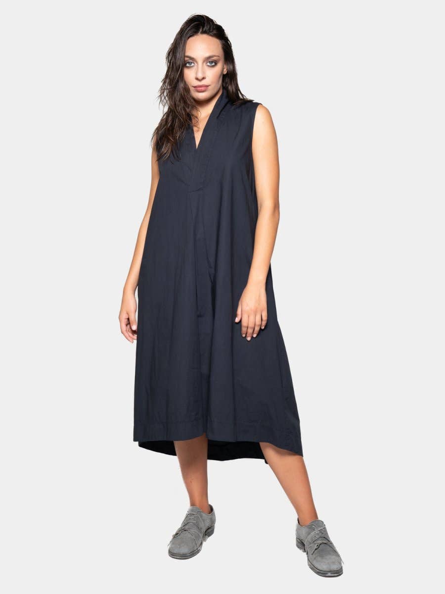 Baci & Amici Fashion - US Continental - Wholesale Dress - Women's - V-Neck Sleeveless Organic Cotton Midi Dress0
