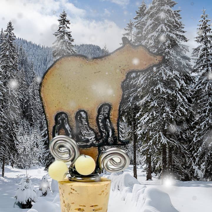 Bear wine stopper lodge cabin wine cork barware souvenir eco for wholesale by Iron Jewel