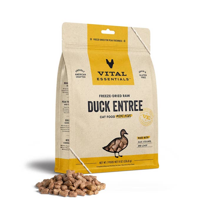 Vital Essentials Raw Duck FD Cat Food Mini Nibs 8 oz for wholesale by Pet Palette Distribution