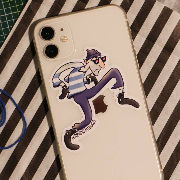 Sneaky Fella Waterproof Sticker for wholesale by Tomi Russell