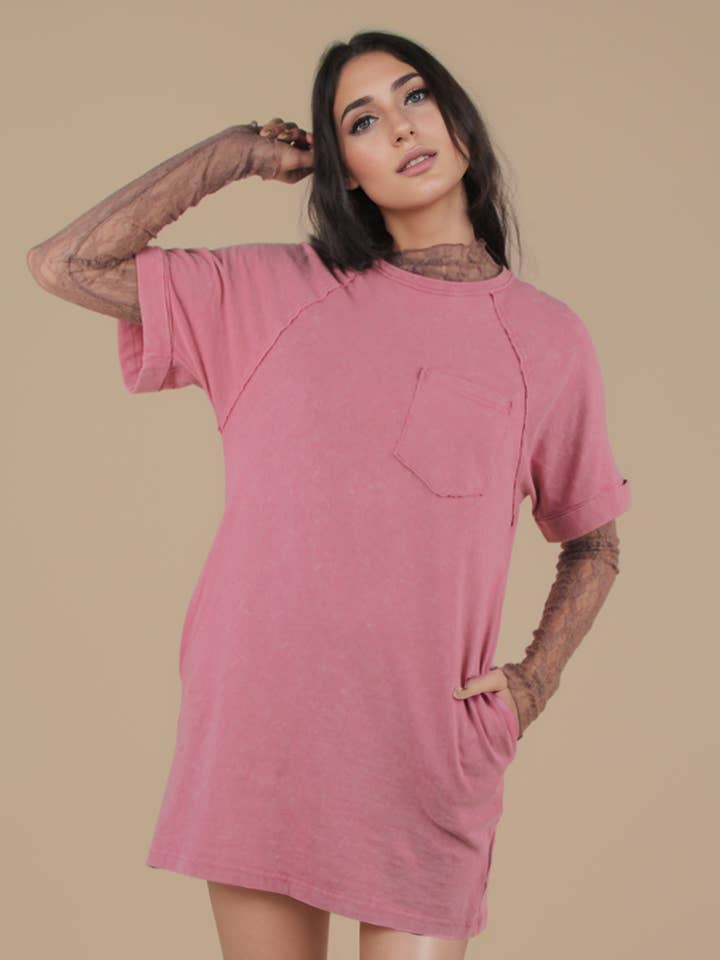 MAUVE ND31162-Oversized Washed Knit Mini Dress for wholesale on Faire