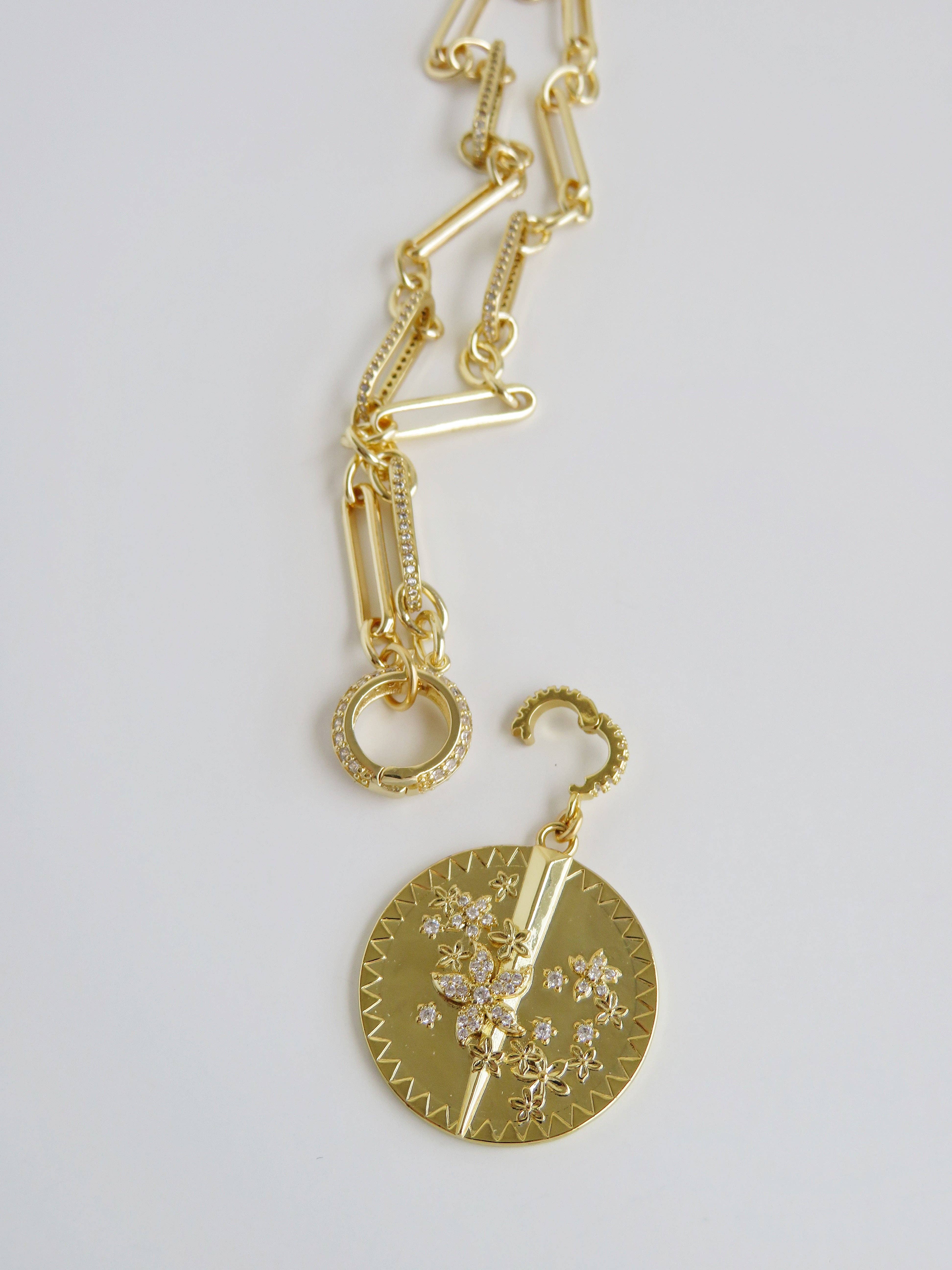 Boutique Suarez Co. - Wholesale Pendant/Charm Necklace - 18" Diamond Figaro Charm Holder Necklace - Clicker Clasp - add charms2