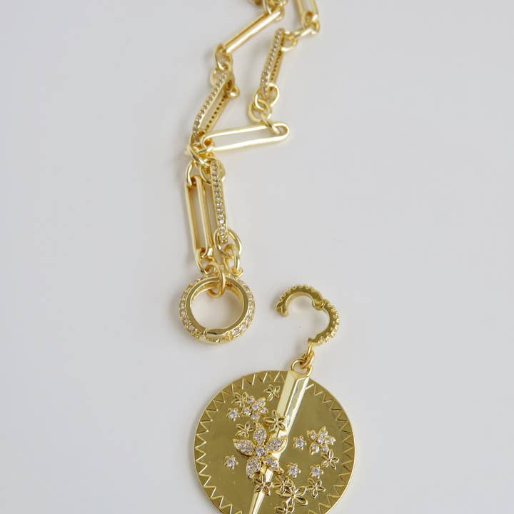 Boutique Suarez Co. - Wholesale Pendant/Charm Necklace - 18" Diamond Figaro Charm Holder Necklace - Clicker Clasp - add charms2