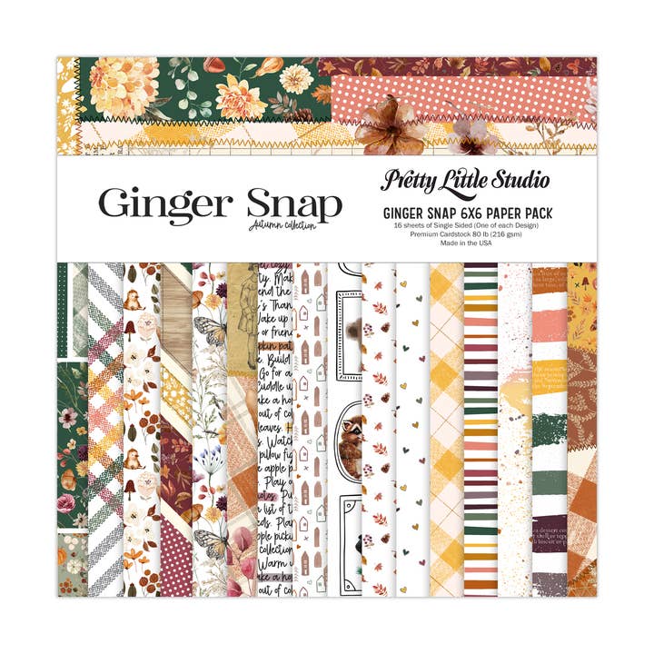 Ginger Snap 6x6 enkeltsidet papirpakke - 16 ark for engroshandel hos Pretty Little Studio