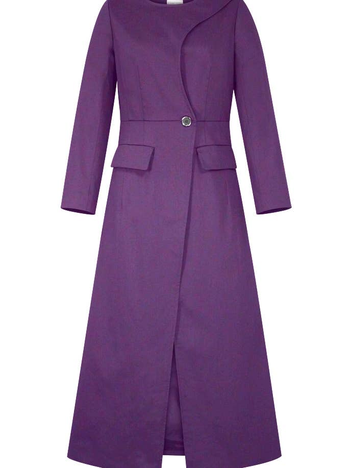 Chic Star Plus Size Asymmetric Long Jacket In Purple 062824 for wholesale by CHIC STAR