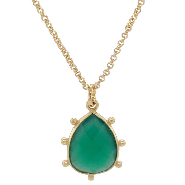 PearlGem Designs - Wholesale Pendant/charm necklace - Aurulia Gemstone Drop Necklace 13 Gemstone Variations32