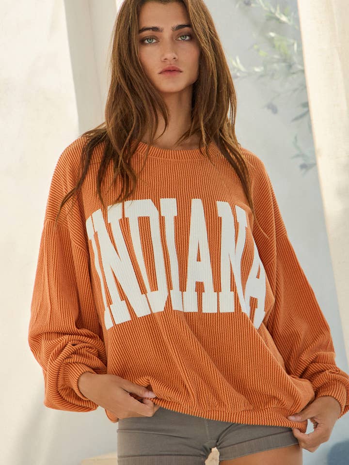 BUCKETLIST INC - Wholesale Graphic Sweatshirt - Women's - T1770I -'INDIANA' Comfy Oversize Graphic Sweatshirt, Gameday31