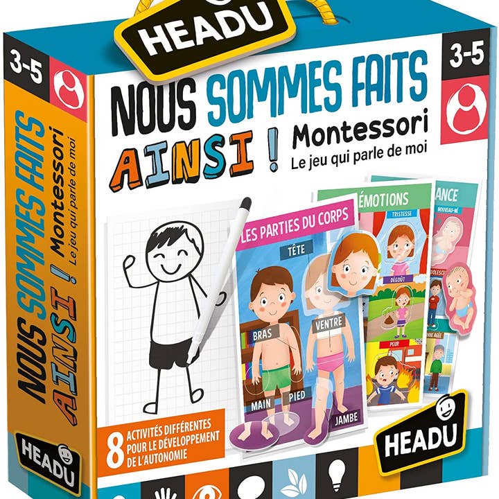 Rompecabezas educativo Nous Sommes Ainsi Faits Montessori Or How Are We Made My First Game About The Human Parts Expression and Emotions School Draw Your Self de Headu para venta al por mayor de KsmToys