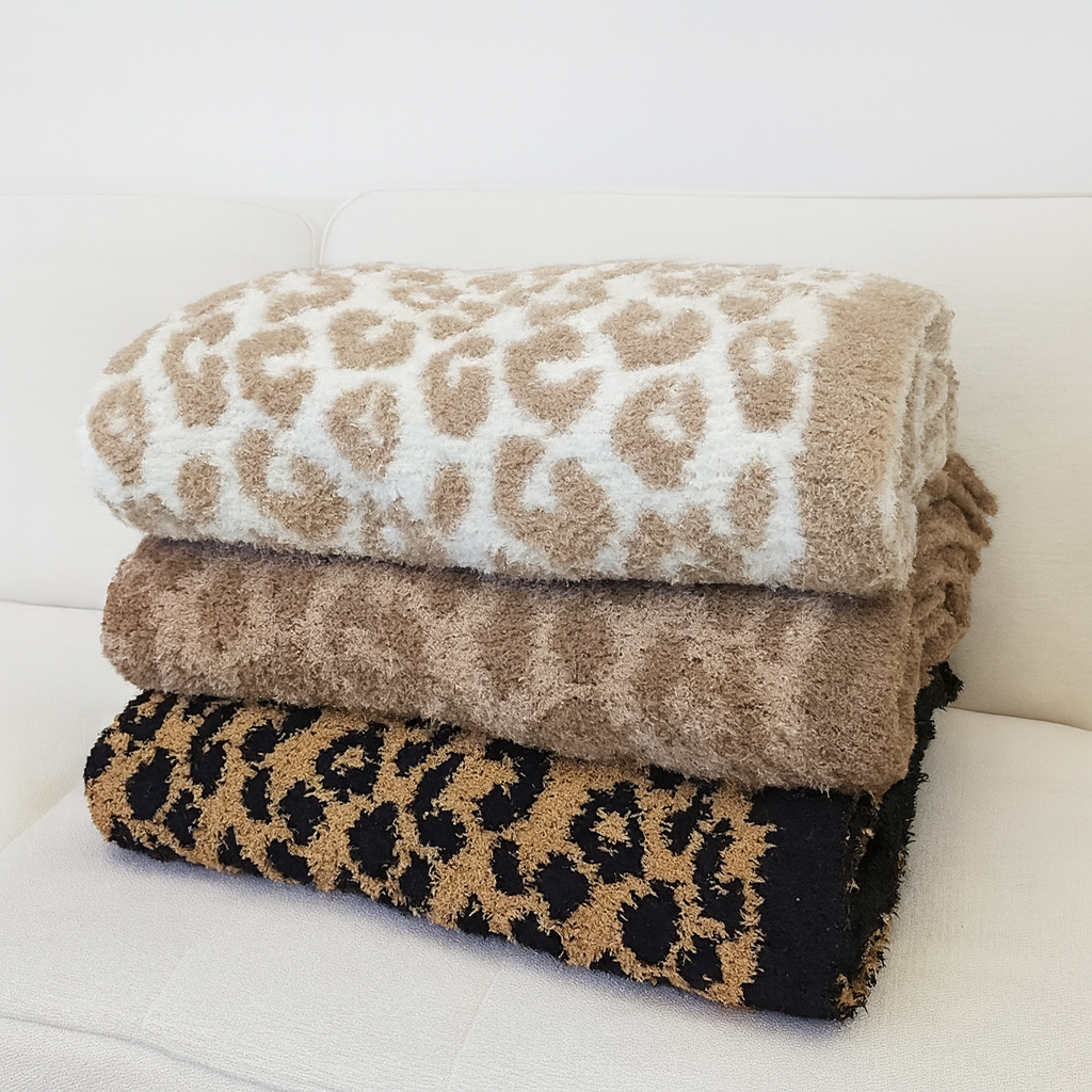 Fennco Styles – Manta para sofá por atacado – Manta Grelha Leopard Ultra Macia 50"x60"2