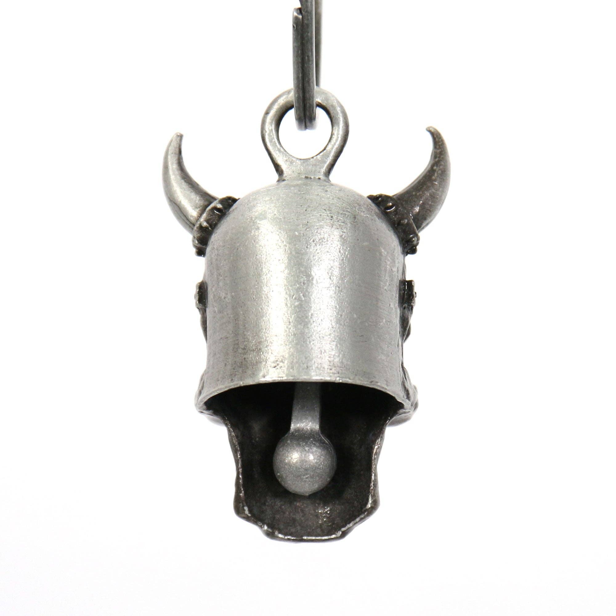 SILVER Hot Leathers Viking Skull Green Stones Bell BEM1049 for wholesale on Faire3