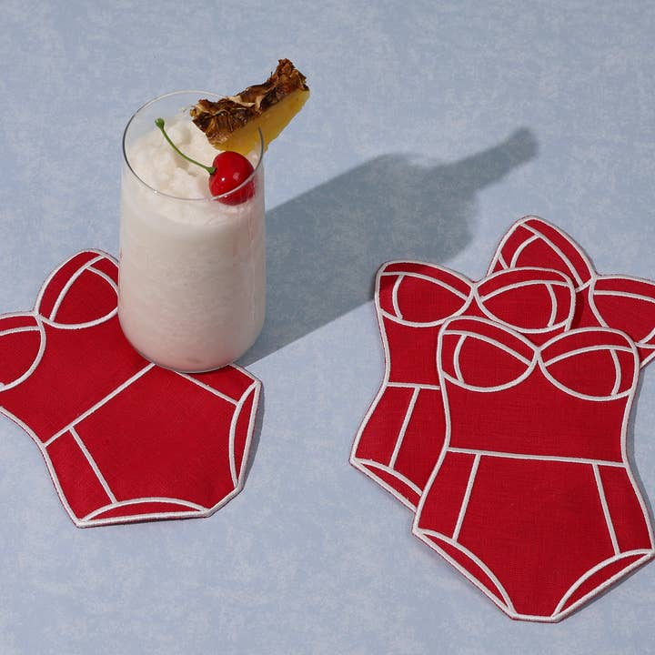 House of Gleason - Wholesale Dinner & Cloth Napkin - Red Swimsuit Cocktail Napkins - Set of 42