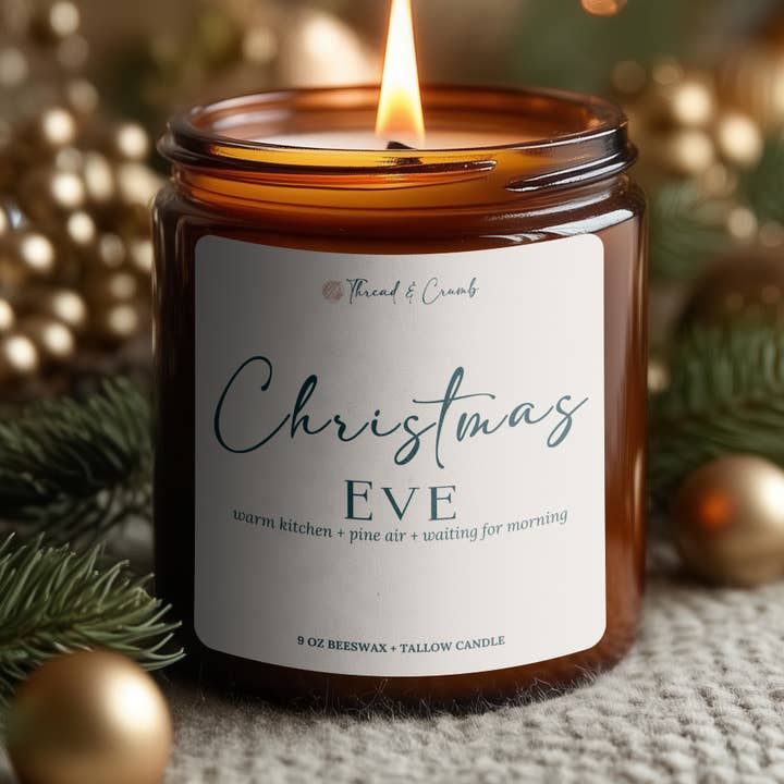 Candela di cera d'api + sego "Vigilia di Natale" | Candela delle feste per la vendita all'ingrosso da parte di Thread & Crumb