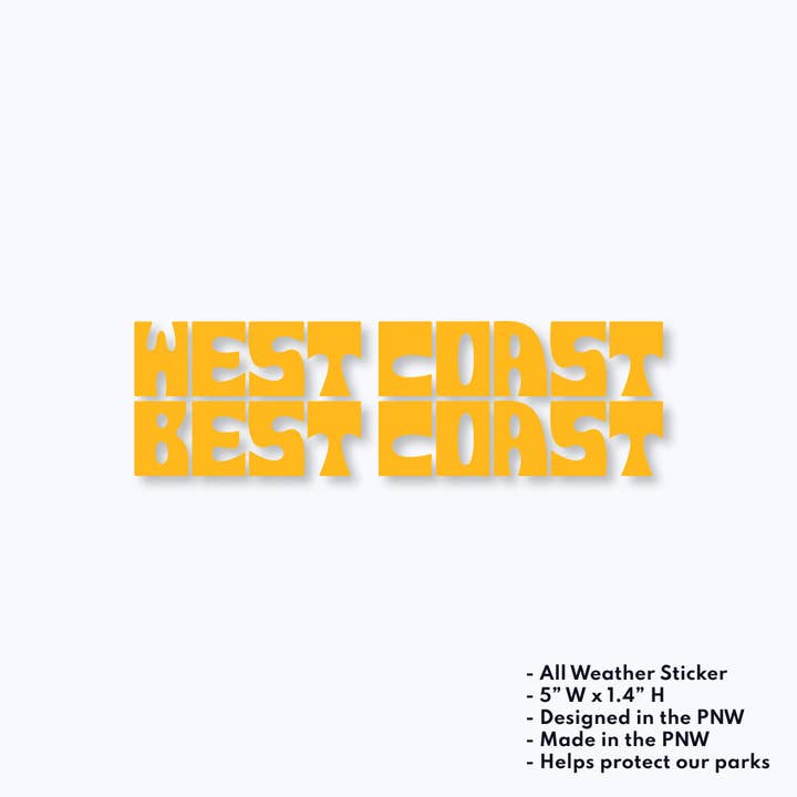 West Coast Best Coast Vinyl Decal for wholesale by Rainier Watch Supply Co