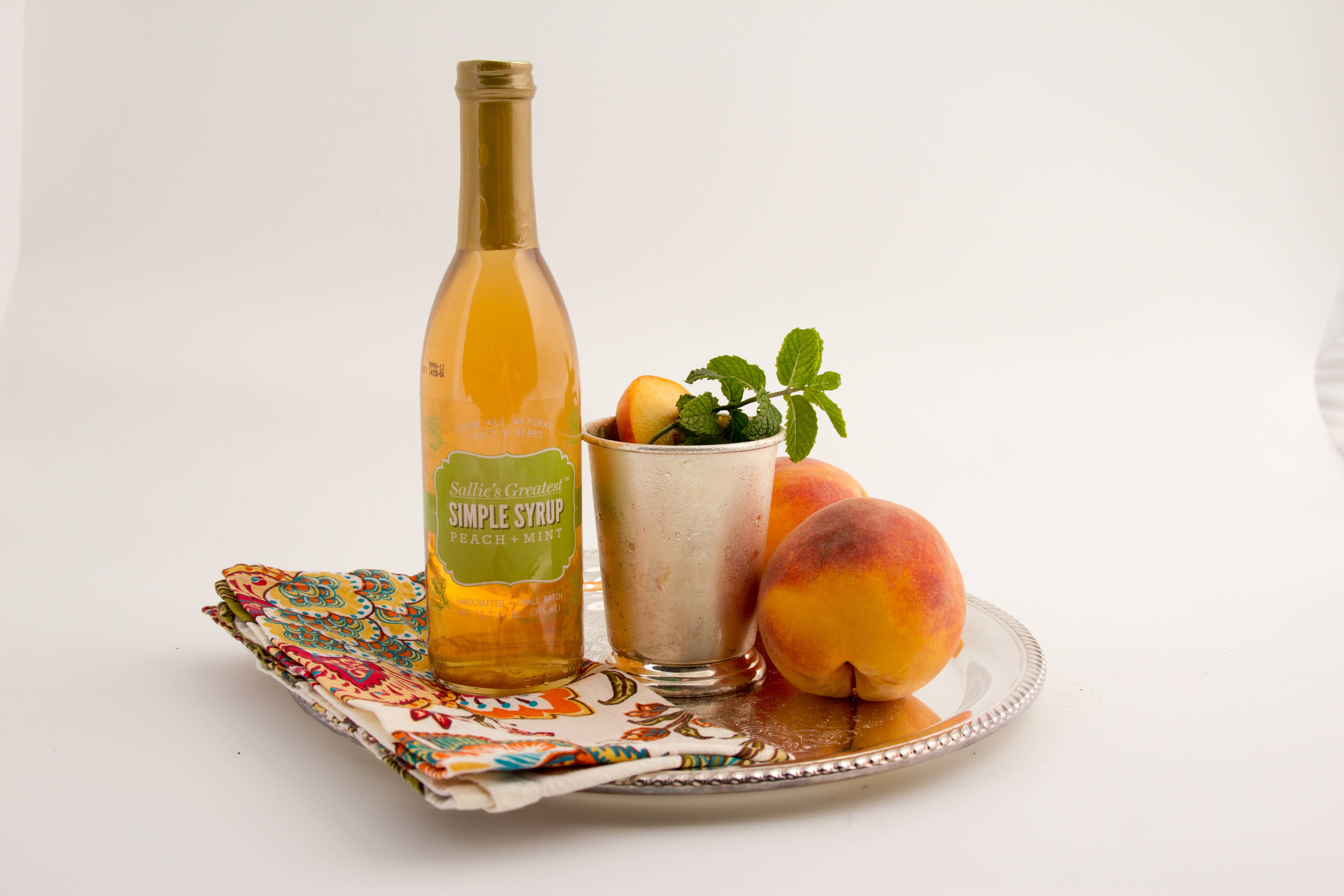 Sallie's Greatest - Wholesale Cocktail Mix/Syrup - 5 oz. Peach + Mint Simple Syrup3
