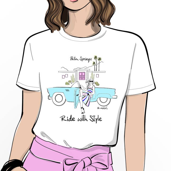 Palm Springs Ride with Style Crewneck Graphic Tee for wholesale by Rappi Palm Springs