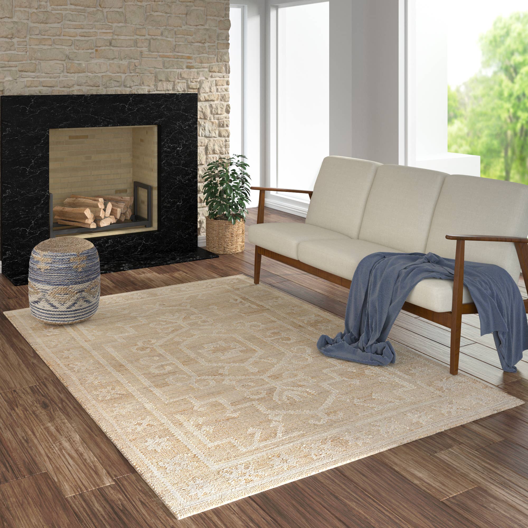 LR Home - Wholesale Area Rug - Classic Medallion Jute Blend Indoor Area Rug6