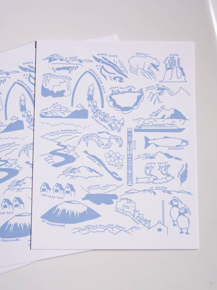 Alaska Nature Checklist Art Souvenir Postcard for wholesale by Traildust Goods