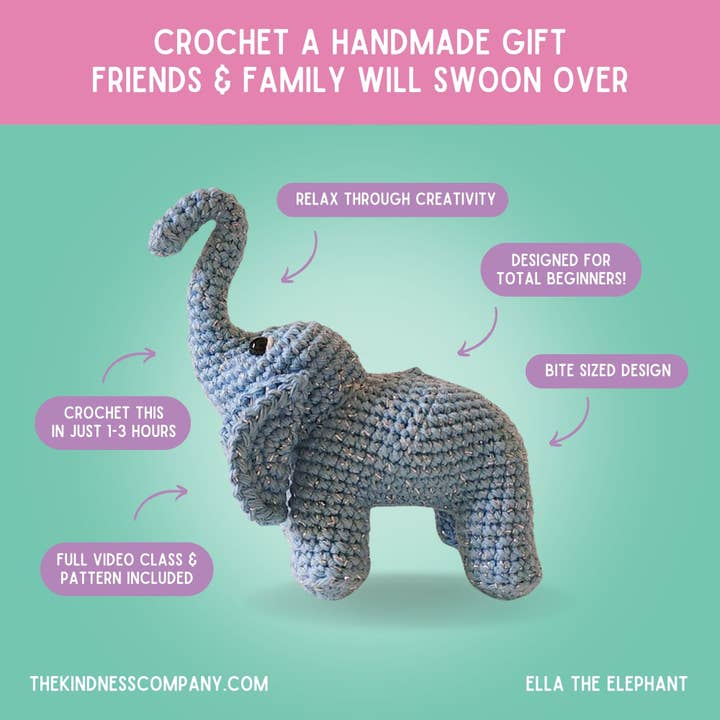 The Kindness Company - Wholesale Love Card - Love Card & Elephant Crochet Pattern