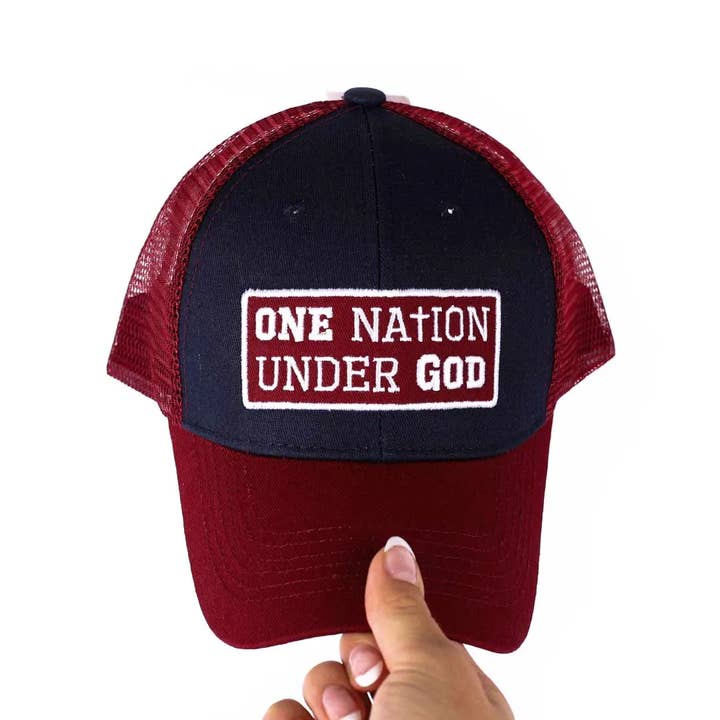 Swanson Christian Products - Wholesale Trucker Hat - Unisex - Cap One Nation Under God Navy/Burgundy