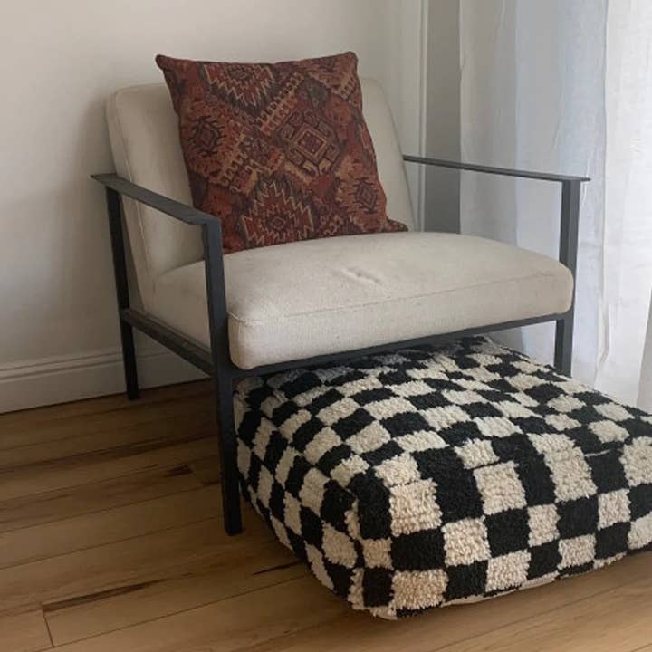 Moroccan Berber square Floor pouf ottoman | BLACK and other Purchase Wholesale poufs. Free Returns & Net 60 Terms on Faire trending on Faire.