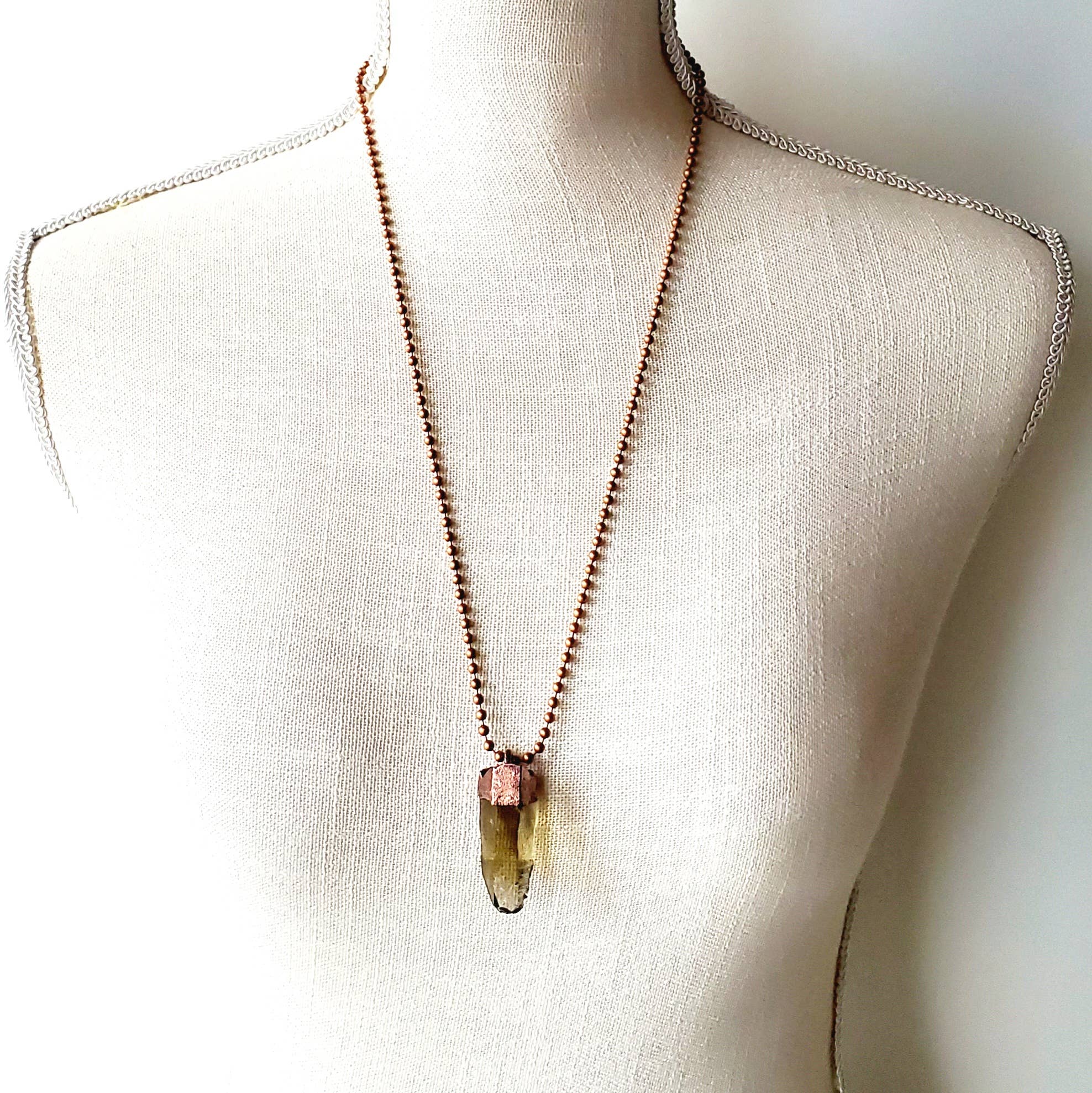 MergingMetals - Wholesale Pendant/Charm Necklace - Citrine Lemurian Quartz Necklace / Ball Chain4