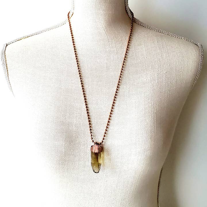MergingMetals - Wholesale Pendant/Charm Necklace - Citrine Lemurian Quartz Necklace / Ball Chain4
