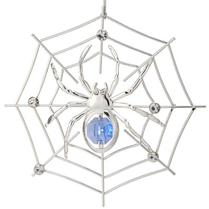 Matashi - Wholesale Ornament - Matashi Silver Spider Ornament with Crystal Details