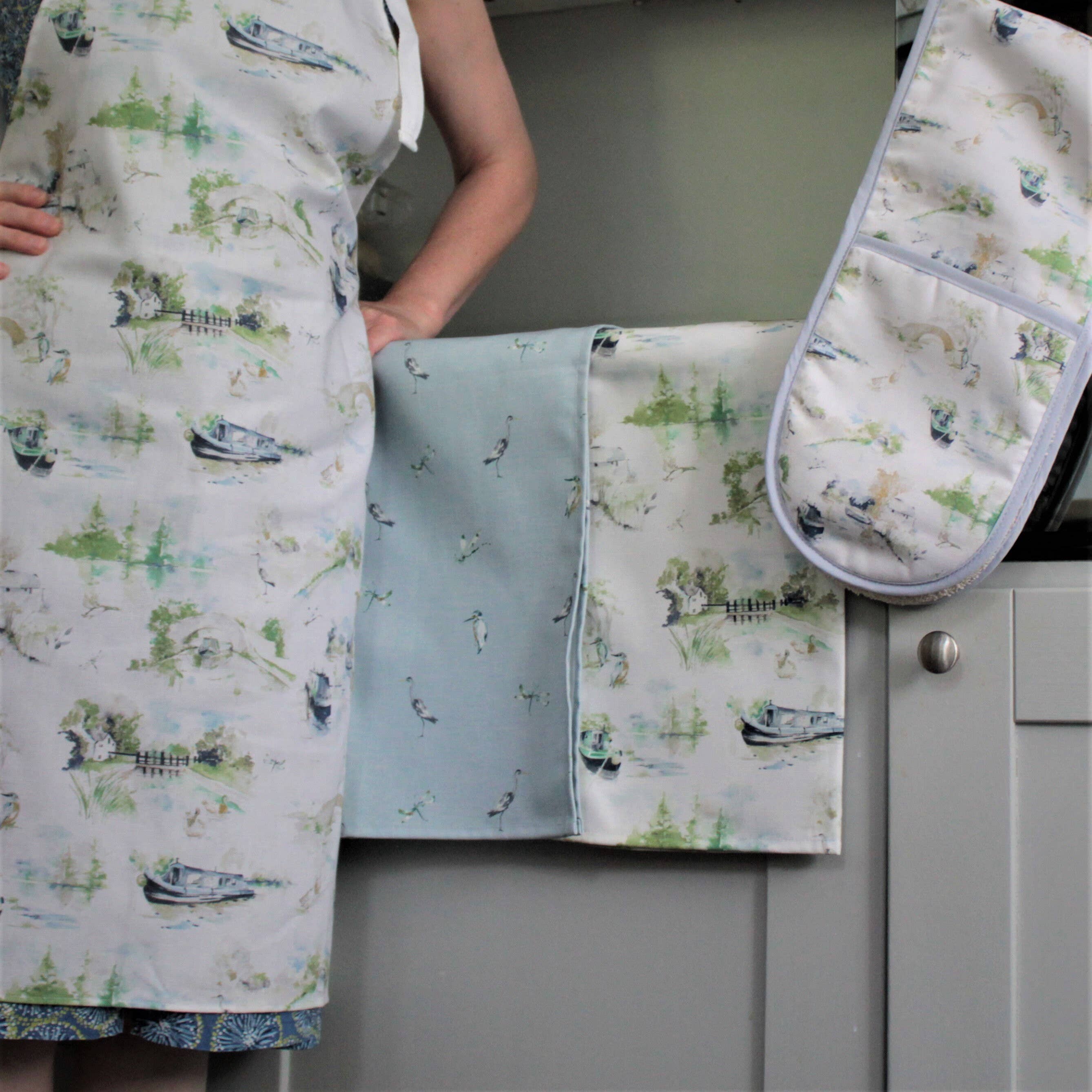 Aqua by Design - Wholesale Tea Towel - Tea Towel, Canal Scene, Narrowboats & English Countryside2