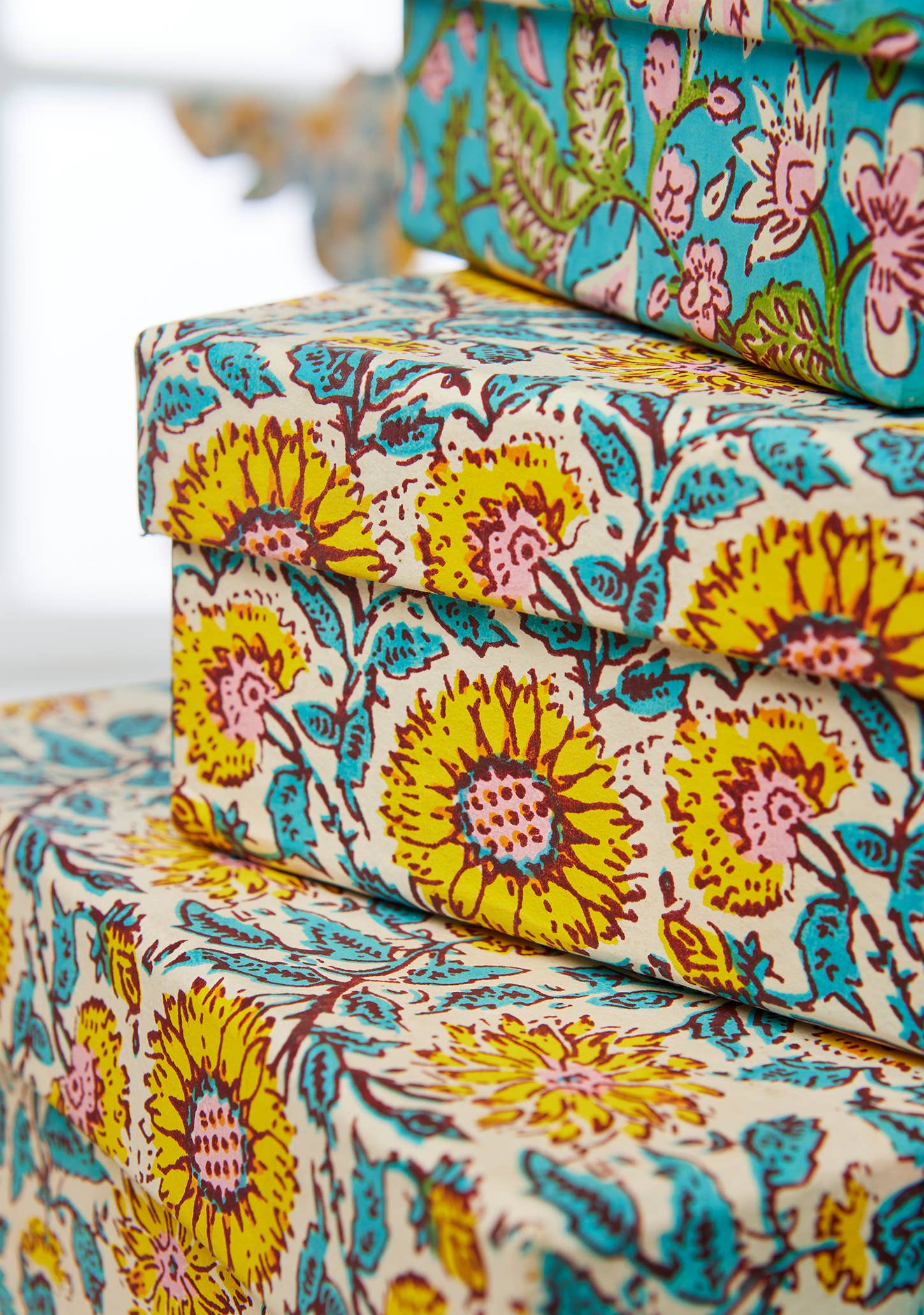 Namaste – wholesale Decorative box – Set of 3 Sunflower Block Print Boxes3