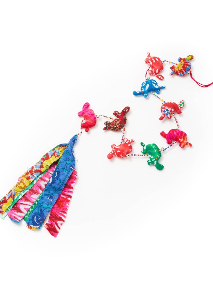 Dulari Turtle Garland Hanging - Upcycled Sari Fabric Decor for wholesale by Matr Boomie Fair Trade