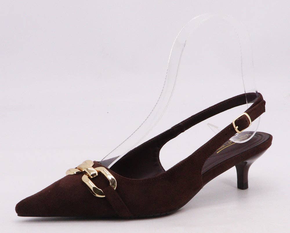 Mars Sky Shoes Wholesale - Wholesale Low Heels - Women's - Anne Michelle STILE-11 Women Kitting Heel Metal Decoration Slingback Pumps-12 Pairs Pack-20.05/Pair2