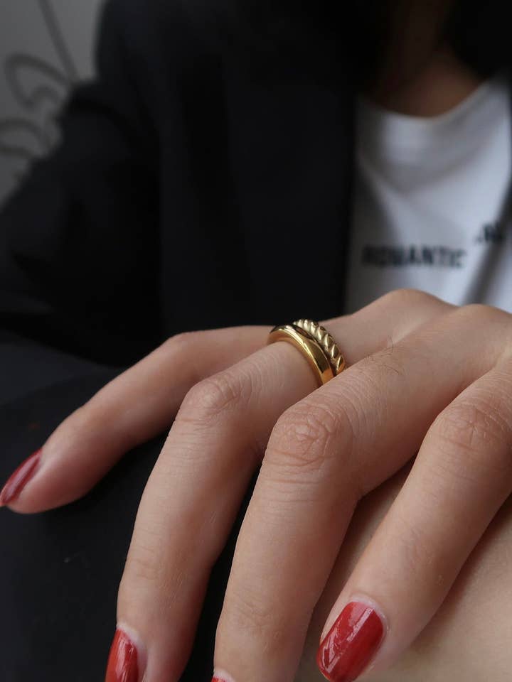18K Gold Double Twisted Ring, 18K Gold Braided Ring for wholesale by Furano Studio