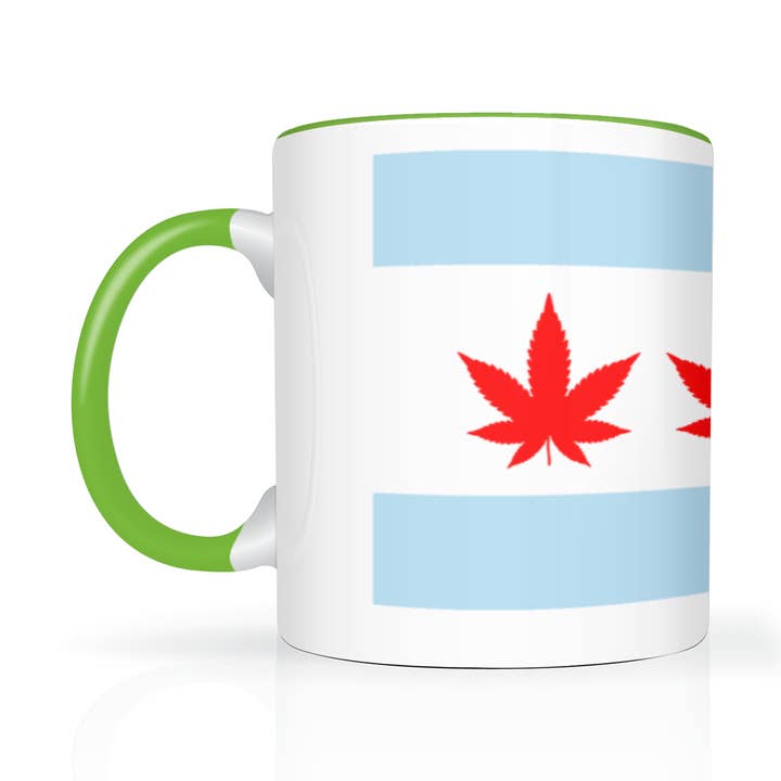 Chicago Flag Four Pot Leaf 11oz 2 Tone Mug for wholesale by Chicago Flag Store