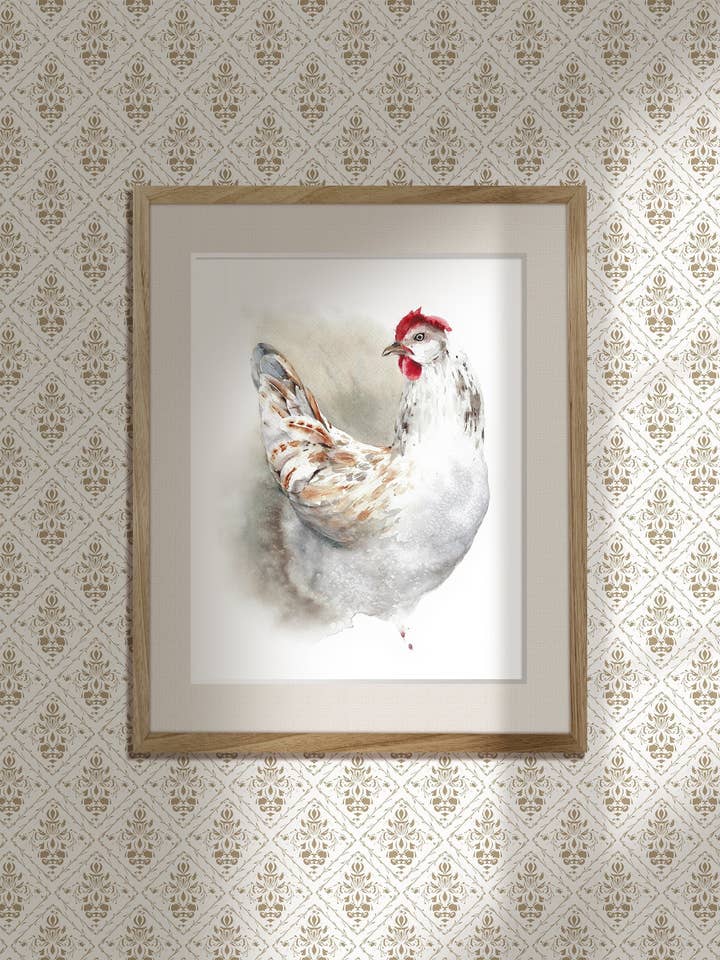 Chicken Watercolor Giclee Print, Kitchen Wall Art, Gift for wholesale by Yuliasheart