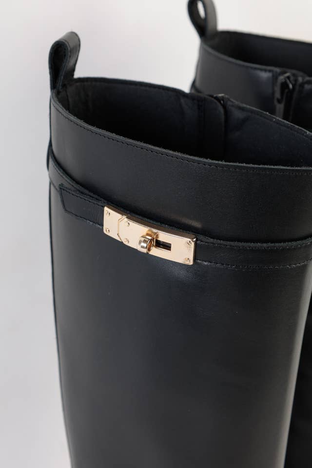 KMB Shoes - Wholesale Boots - Women's - DUBLIN BLACK - Flat Knee Boot1