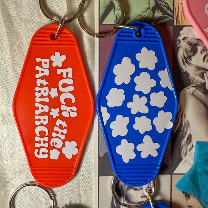 fuck the patriarchy TS4 motel keychain for wholesale by SpicyStylesCo