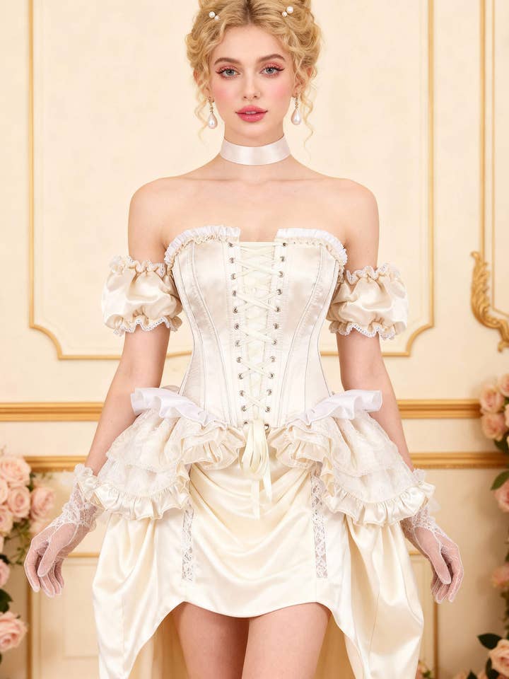 Evalie Cinderella Rococo Overbust Corset for wholesale by LUXE NOIR