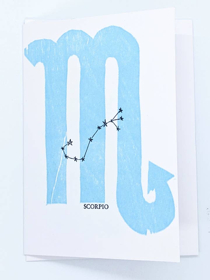 Astrological Zodiac Sign - Original Wood Block Printed Card for wholesale by Wingedprints