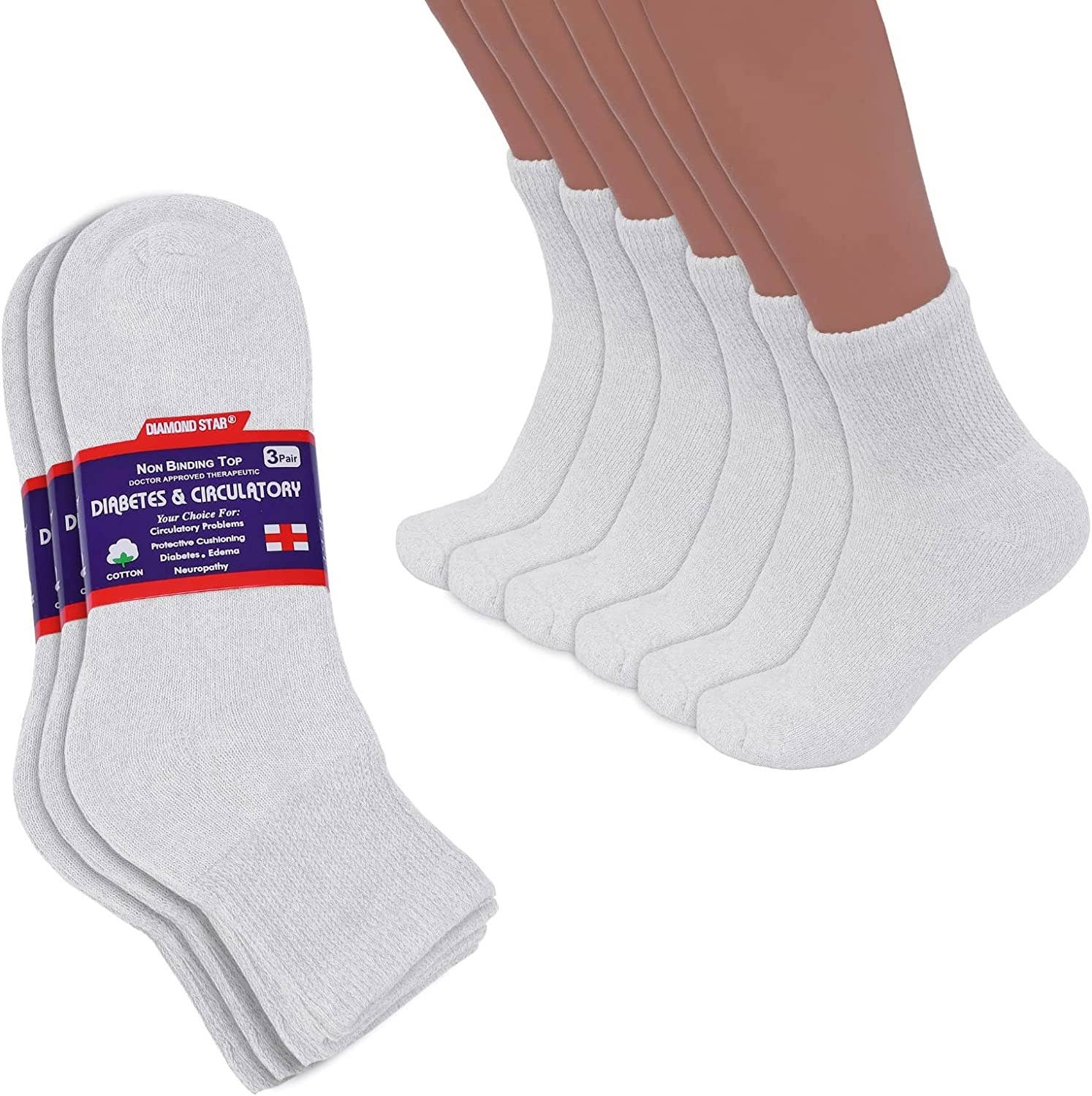 VINCO GROUP - Wholesale Socks - Unisex - Diabetic Ankle Socks, Non-Binding Circulatory Doctor Approved Cushion Cotton Quarter Socks for Men’s Women’s.16