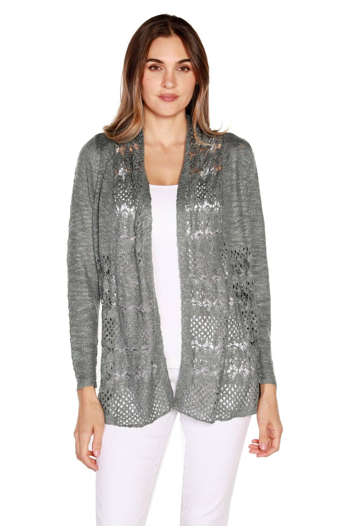 Belldini - Wholesale Cardigan - Women's - Women's Long Sleeve Crochet Knit Swing Cardigan15