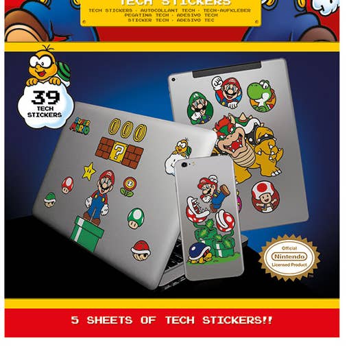 Super Mario (Mushroom Kingdom) Tech Stickers for wholesale by Pyramid International