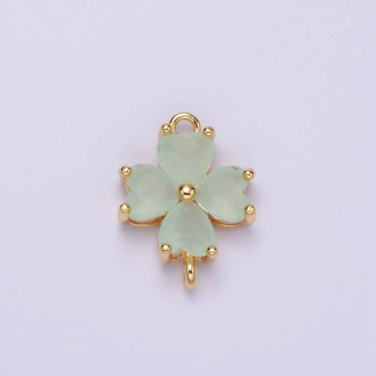 Aim Eternal - Venta al por mayor Abalorios/colgantes individuales - Conector de Flor de Pétalo de Corazón con Circonitas en Azul Bebé, Verde Azulado, Azul, Menta, Verde, Azul Oscuro, Fucsia Relleno de Oro de 14K en Oro y Plata | G-203 - G-2161