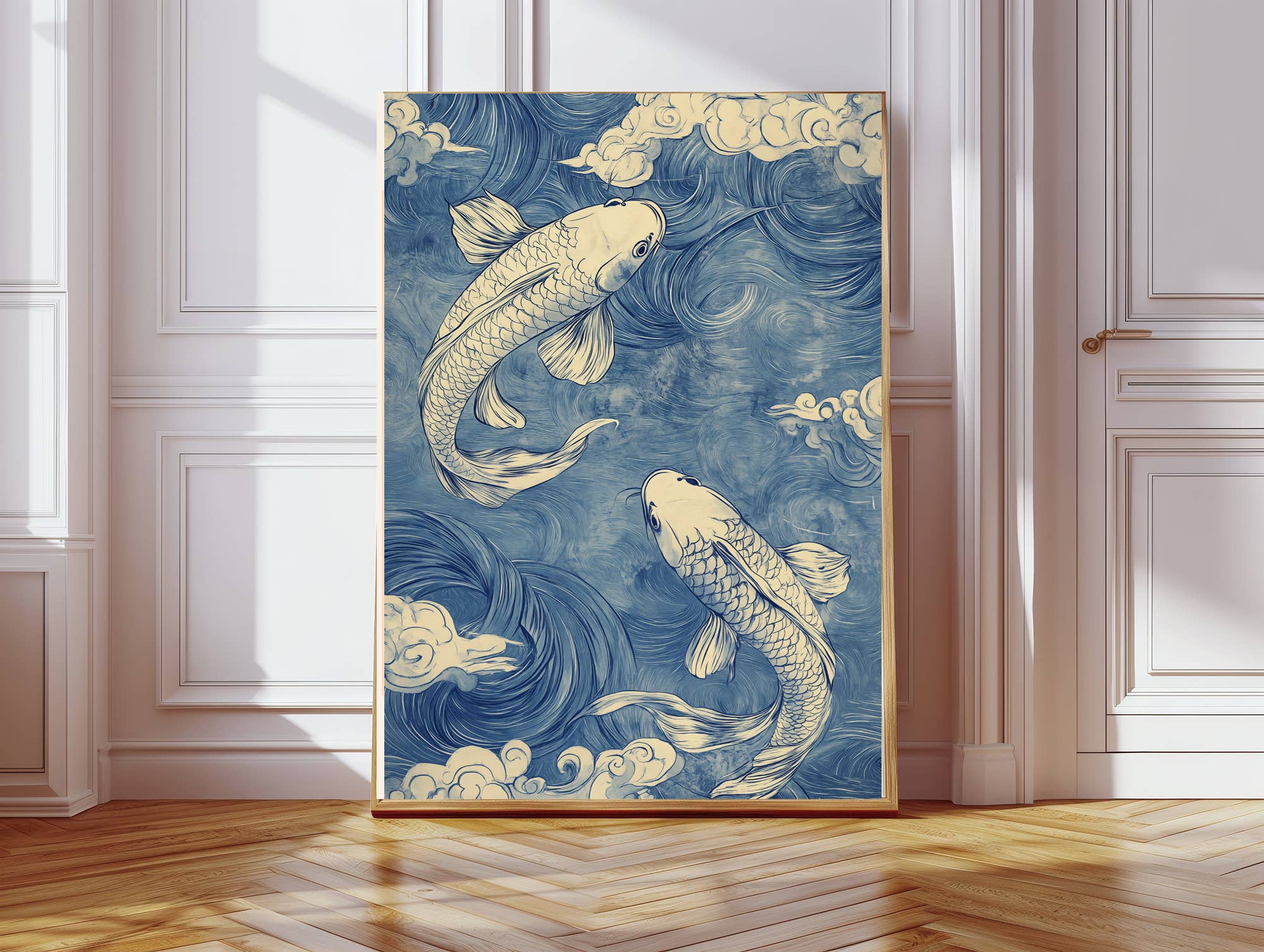 Kumo Art Prints - Venta al por mayor Ilustración - Impresión de Arte de Koi Azul Japonés0