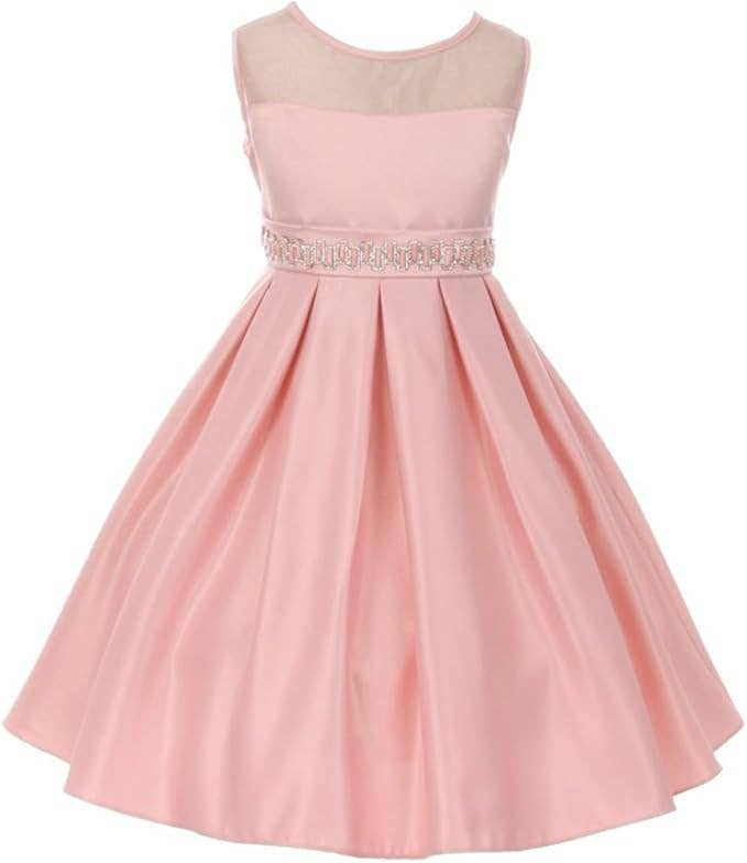 iGirlDress - Wholesale Dress - Kids - Little Girls Illusion Satin Flower Girl Communion Dress 4-160