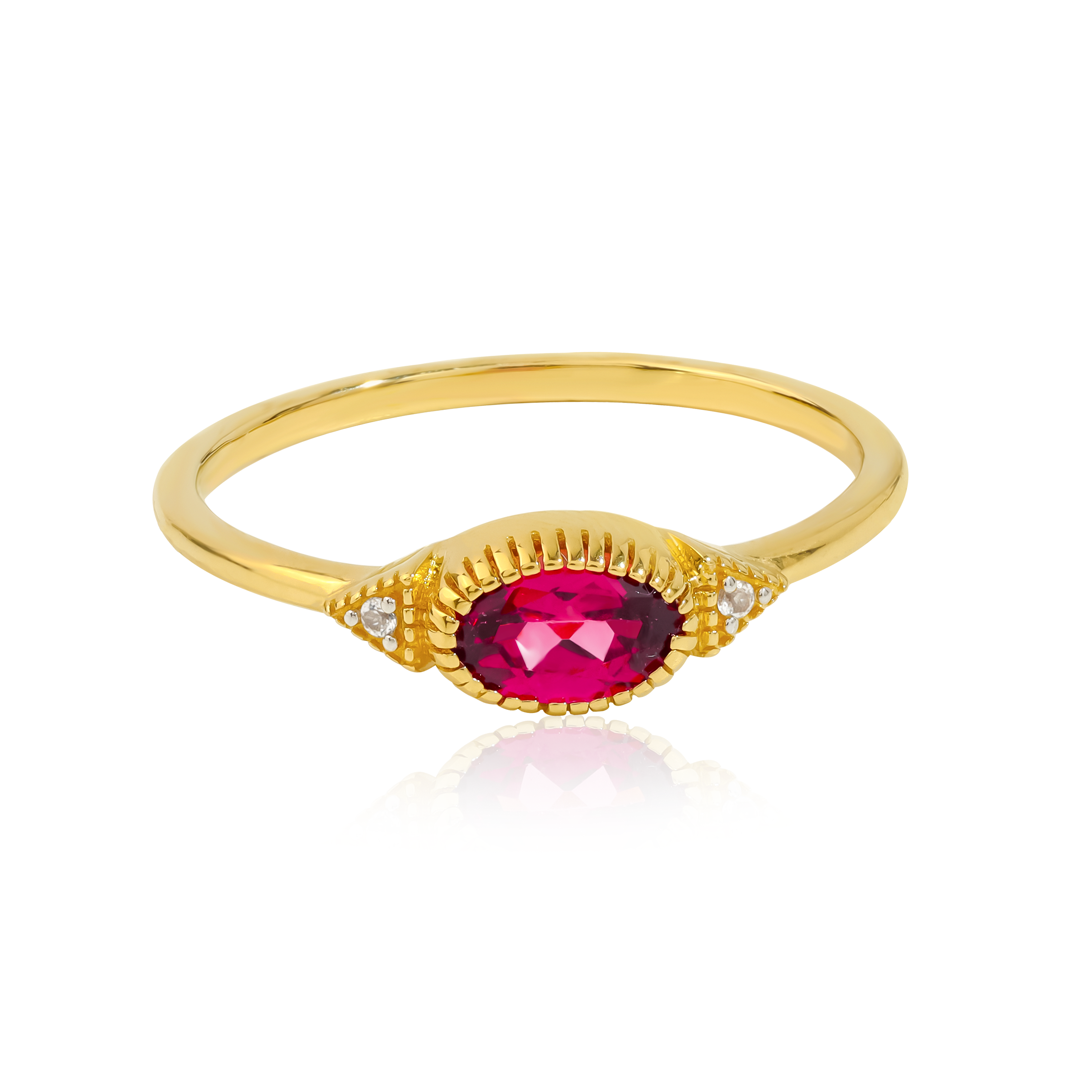Tiramisu - Wholesale Engagement Ring - Gold Plated Over Silver Rhodolite Garnet Solitaire Ring1