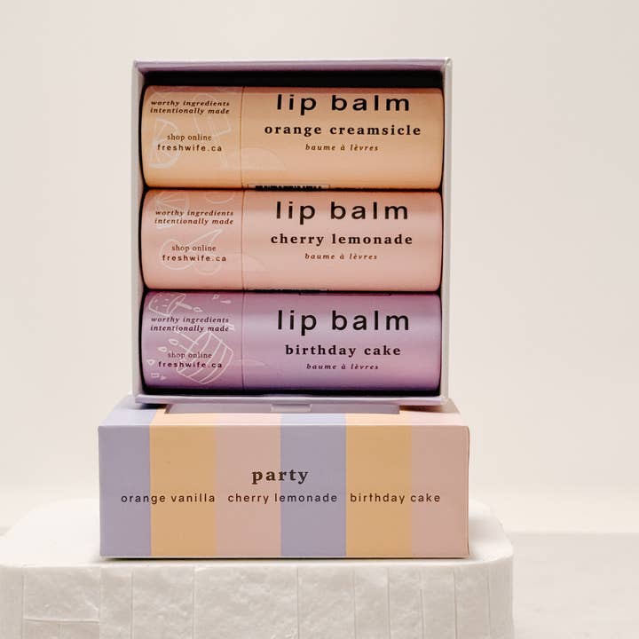 Party-Lippenbalsam-Geschenkset für den Großhandel von The Fresh Wife Soap Company
