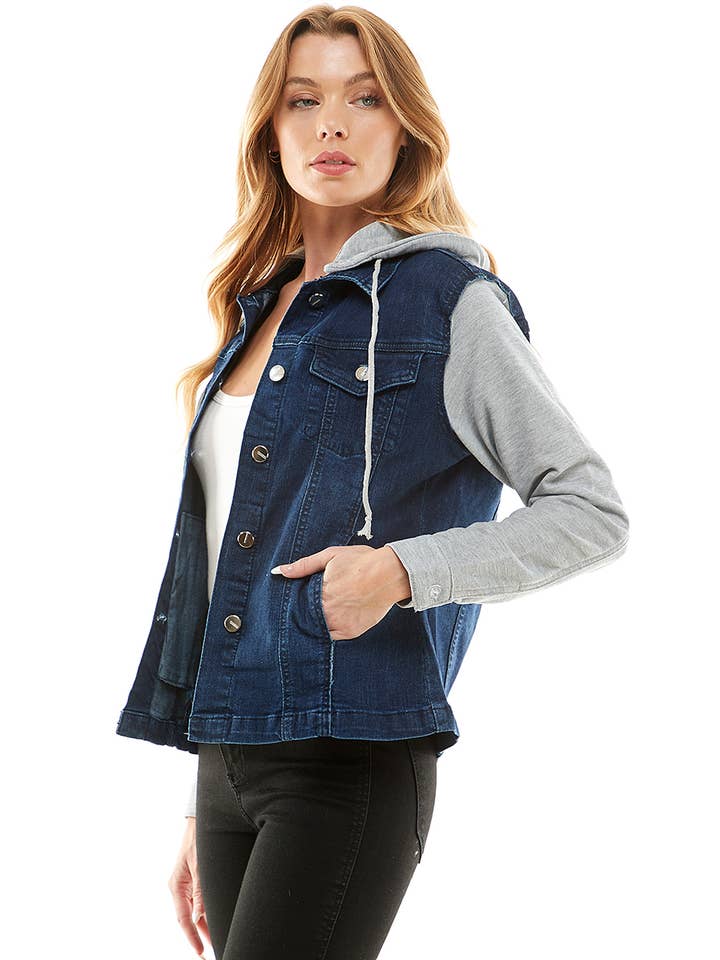 BLUE AGE - Wholesale Denim Jacket - Women's - Spandex Ladies' Denim Jacket with Fleece Hoodie14