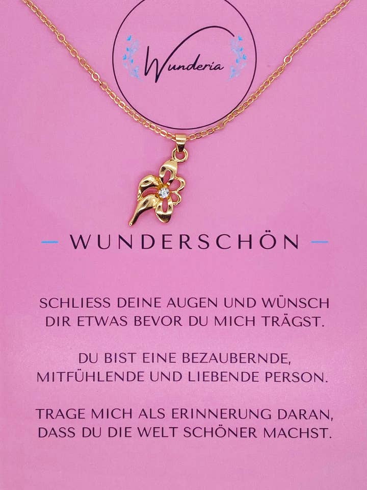 Bellissima collana dei desideri con fiore messaggio positivo per la vendita all'ingrosso da parte di Wunderia