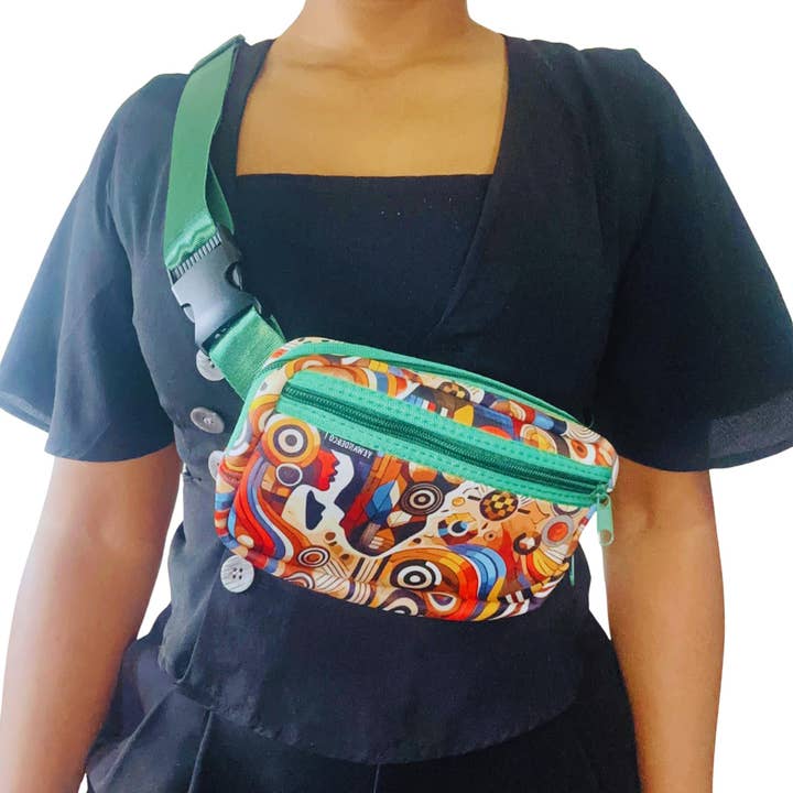 African Print Neoprene Hip Pouch, Waterproof Accessory #2 for wholesale by YewandeAndCo