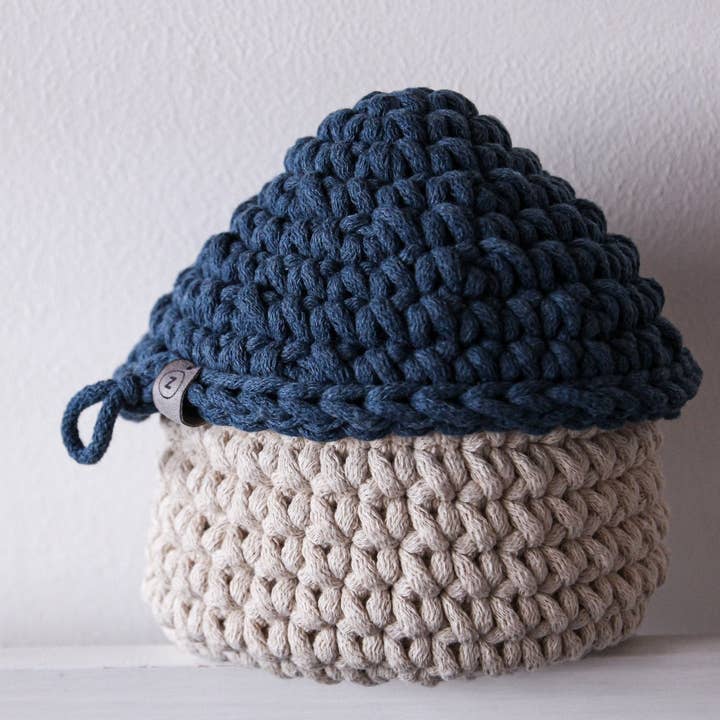 Panier Schtroumpf | BEIGE ET PÉTROLE pour la vente par Zuri House